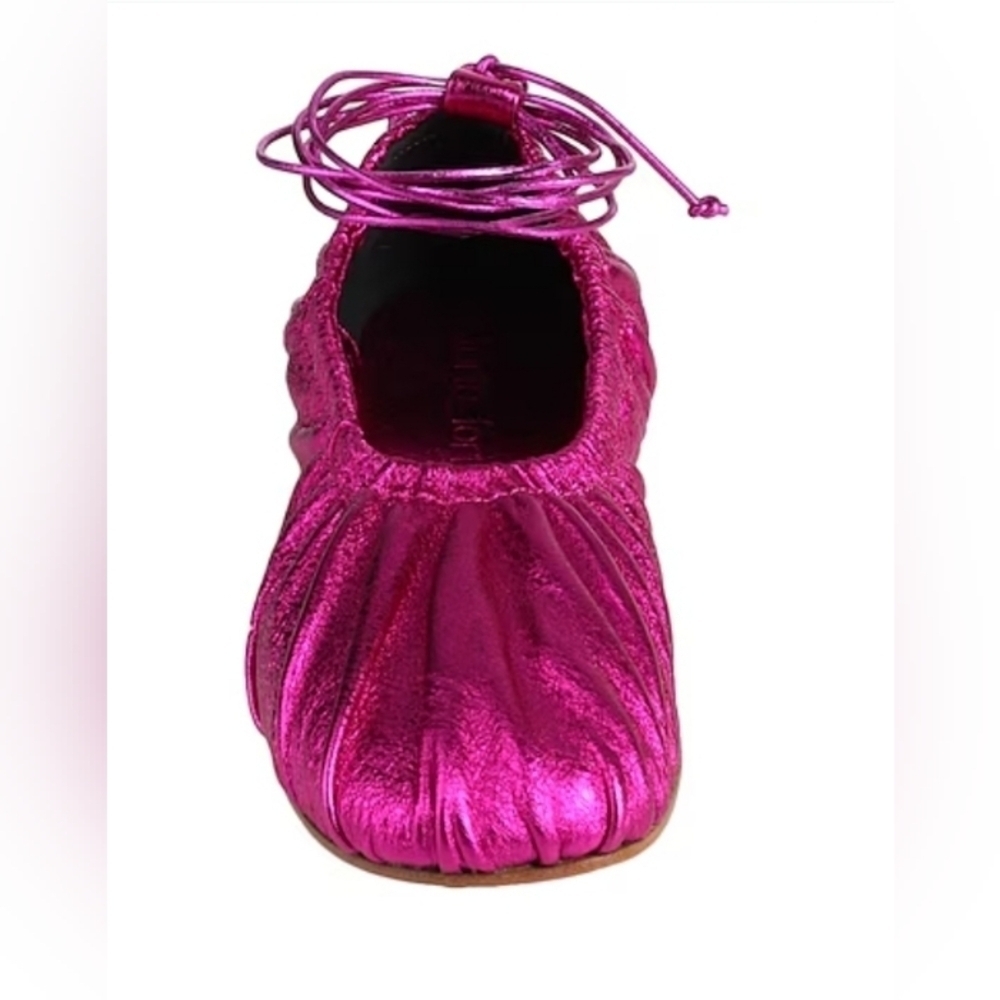 Metallic Pink Women's Lace-Up Ballet Flat